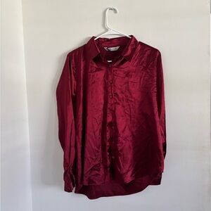 BIG DART Elegant Red Satin women's Shirt